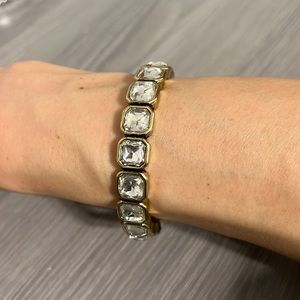 NWT Gold Hinged Bangle  Bracelet with CZ Diamonds